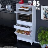Eliusta Duru 85 cm Çok Amaçlı Fırın Dolabı 2 Çekmeceli 2 Göz Sepetli Kapaklı Banyo Kirli Çamaşır Dolabı - Beyaz