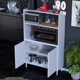 Eliusta Duru 90 cm Çift Kapaklı Mutfak Kiler Dolabı Raflı Mikrodalga Fırın Standı Banyo Dolabı 90X150X32 cm - Beyaz
