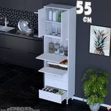 Eliusta Ekin 55 cm Bakliyat Dolabı Kahve Köşesi 3 Çekmeceli Çok Amaçlı Mutfak Kiler Banyo Dolabı - Beyaz