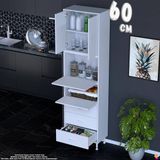 Eliusta Ekin 60 cm Bakliyat Dolabı Kahve Köşesi 3 Çekmeceli Çok Amaçlı Mutfak Kiler Banyo Dolabı - Beyaz