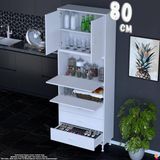 Eliusta Ekin 80 cm Bakliyat Dolabı Kahve Köşesi 3 Çekmeceli Çok Amaçlı Mutfak Kiler Banyo Dolabı - Beyaz