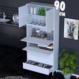 Eliusta Ekin 90 cm Bakliyat Dolabı Kahve Köşesi 3 Çekmeceli Çok Amaçlı Mutfak Kiler Banyo Dolabı - Beyaz