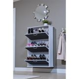 Eliusta Farel 72 cm Genişlik 3 Kapaklı Ayakkabılık 72X114X26 cm Antrasit Renk Kapı Önü/antre Ayakkabılık - Antrasit - Beyaz