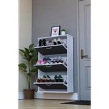 Eliusta Farel 72 Cm Genişlik 3 Kapaklı Ayakkabılık 72X114x26 Cm Antrasit Renk Kapı Önü/Antre Ayakkabılık