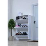 Eliusta Farel 72 cm Genişlik 3 Kapaklı Ayakkabılık 72X114X26 cm Beyaz Renk Kapı Önü/antre Ayakkabılık