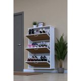 Eliusta Farel 72 cm Genişlik 3 Kapaklı Ayakkabılık 72X114X26 cm Ceviz Renk Kapı Önü/antre Ayakkabılık - Ceviz - Beyaz