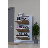 Eliusta Farel 72 Cm Genişlik 3 Kapaklı Ayakkabılık 72X114x26 Cm Meşe Renk Kapı Önü/Antre Ayakkabılık