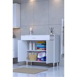 Eliusta Fre 100 cm Çok Amaçlı Dolap 1 Raflı Tek Çekmeceli Banyo Mutfak Dolabı 100X88X32,5 cm Organizer Dolap - Beyaz
