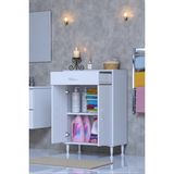 Eliusta Fre 55 cm Çok Amaçlı Dolap 1 Raflı Tek Çekmeceli Banyo Mutfak Dolabı 55X88X32,5 cm Organizer Dolap - Beyaz