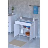 Eliusta Fre 70 cm Çok Amaçlı Dolap 1 Raflı Tek Çekmeceli Banyo Mutfak Dolabı 70X88X32,5 cm Organizer Dolap - Beyaz