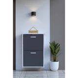 Eliusta Holen Antrasit Renk Ayakkabılık 2 Düşer Kapak 52 cm Genişlik Kapı Önü Asma Ayakkabılık 52X74X26 cm - Antrasit - Beyaz