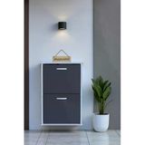 Eliusta Holen Antrasit Renk Ayakkabılık 2 Düşer Kapak 52 Cm Genişlik Kapı Önü Asma Ayakkabılık 52X74x26 Cm Teşhir