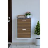 Eliusta Holen Ceviz Renk Ayakkabılık 2 Düşer Kapak 52 cm Genişlik Kapı Önü Asma Ayakkabılık 52x74x26 cm