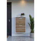 Eliusta Holen Meşe Renk Ayakkabılık 2 Düşer Kapak 52 cm Genişlik Kapı Önü Asma Ayakkabılık 52X74X26 cm - Beyaz - Meşe