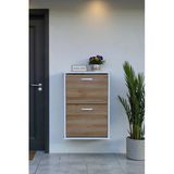 Eliusta Holen Meşe Renk Ayakkabılık 2 Düşer Kapak 52 cm Genişlik Kapı Önü Asma Ayakkabılık 52x74x26 cm