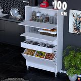 Eliusta Irmak 100 cm Çift Kapak 2 Çekmeceli 3 Göz Sepetli Çok Amaçlı Mutfak Kiler Banyo Dolabı 100X181X32 cm - Beyaz