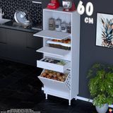 Eliusta Irmak 60 cm Sepetli Çok Amaçlı Üst Çift Kapaklı 2 Çekmeceli Mutfak Kiler Banyo Dolabı 60X181X32 cm - Beyaz