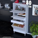 Eliusta Irmak 80 cm Çift Kapaklı 2 Çekmeceli 2 Göz Sepetli Çok Amaçlı Mutfak Kiler Banyo Dolabı 80X181X32 cm - Beyaz