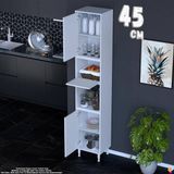 Eliusta Işıl 45 cm Kapaklı Orta Bölmeli Çok Amaçlı Mutfak Kiler Dolabı Banyo Düzenleyici 45X213X32 cm Beyaz