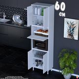 Eliusta Işıl 60 cm Mikrodalga/fırın Dolabı Kapaklı Orta Bölmeli Çok Amaçlı Kiler Banyo Dolabı 60X213X32 cm - Beyaz