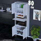 Eliusta Işıl 80 cm Mikrodalga/fırın Dolabı Kapaklı Orta Bölmeli Çok Amaçlı Kiler Banyo Dolabı 80X213X32 cm - Beyaz