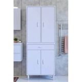 Eliusta Line Beyaz 55 Cm Banyo Dolabı Çok Bölmeli Banyo Düzenleyici Dolap 4 Kapaklı 4 Raflı 55X173x32,5 Cm