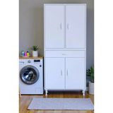 Eliusta Line Beyaz 80 Cm Banyo Dolabı Çok Bölmeli Banyo Düzenleyici Dolap 4 Kapaklı 4 Raflı 80X173x32,5 Cm