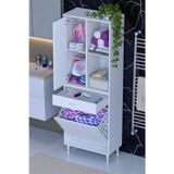 Eliusta Liora Beyaz Çok Amaçlı Banyo Dolabı 55 Cm Genişliğe Sahip 55X171x32,5 Cm Tek Sepetli 2 Raflı Dolap