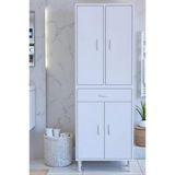 Eliusta Luma Kapaklı & Çekmeceli Banyo Dolabı 55 Cm Genişlikte Beyaz Dolap 55X173x32,5 Cm Depolama Dolabı