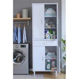 Eliusta Luma Kapaklı & Çekmeceli Banyo Dolabı 60 Cm Genişlikte Beyaz Dolap 60X173x32,5 Cm Depolama Dolabı