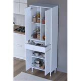 Eliusta Luma Kapaklı & Çekmeceli Banyo Dolabı 65 Cm Genişlikte Beyaz Dolap 65X173x32,5 Cm Depolama Dolabı