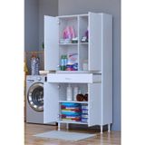 Eliusta Luma Kapaklı & Çekmeceli Banyo Dolabı 85 Cm Genişlikte Beyaz Dolap 85X173x32,5 Cm Depolama Dolabı