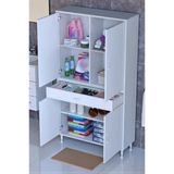 Eliusta Luma Kapaklı & Çekmeceli Banyo Dolabı 90 Cm Genişlikte Beyaz Dolap 90X173x32,5 Cm Depolama Dolabı