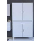 Eliusta Luma Kapaklı & Çekmeceli Banyo Dolabı 95 Cm Genişlikte Beyaz Dolap 95X173x32,5 Cm Depolama Dolabı