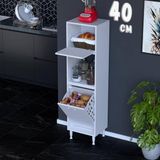 Eliusta Mayra 40 cm Çok Amaçlı Kiler Dolabı Mutfak Banyo Düzenleyici Tek Sepet Dar Alan Ekmeklik 40X150X32CM - Beyaz