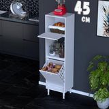 Eliusta Mayra 45 cm Çok Amaçlı Kiler Dolabı Mutfak Banyo Düzenleyici Tek Sepet Dar Alan Ekmeklik 45X150X32CM - Beyaz