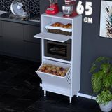 Eliusta Mayra 65 cm Çok Amaçlı Kiler Dolabı Mutfak Banyo Düzenleyici Tek Sepetli Fırın Bölmeli 65X150X32CM - Beyaz