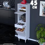 Eliusta Meva 45 cm Sepetli Çok Amaçlı Beyaz Mutfak Kiler Banyo Dolabı 45X163X32 cm