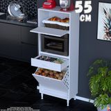 Eliusta Meva 55 cm Çekmeceli Fırın Dolabı Sepetli Çok Amaçlı Mutfak Kiler Oyuncak Banyo Dolabı 55X163X32 cm - Beyaz