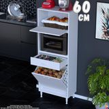 Eliusta Meva 60 cm Çekmeceli Fırın Dolabı Sepetli Çok Amaçlı Mutfak Kiler Oyuncak Banyo Dolabı 60X163X32 cm - Beyaz