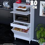 Eliusta Meva 80 cm Çekmeceli Fırın Dolabı Sepetli Çok Amaçlı Mutfak Kiler Oyuncak Banyo Dolabı 80X163X32 cm - Beyaz