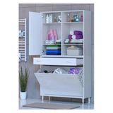 Eliusta Mira Dolap 6 Bölme Çok Fonksiyonlu Banyo Dolabı 100 Cm Beyaz Sepetli Dolap 100X171x32,5 Cm Organizer