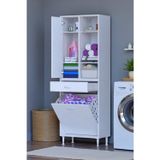 Eliusta Mira Dolap 6 Bölme Çok Fonksiyonlu Banyo Dolabı 60 Cm Beyaz Sepetli Dolap 60X171x32,5 Cm Organizer