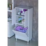 Eliusta Miretta Üst Bölme Kapaklı Altı Kirli Sepetli Dolap 55 Cm Genişlik Beyaz 55X138x32,5 Cm Dolap
