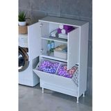 Eliusta Miretta Üst Bölme Kapaklı Altı Kirli Sepetli Dolap 75 Cm Genişlik Beyaz 75X138x32,5 Cm Dolap
