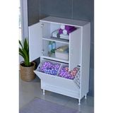 Eliusta Miretta Üst Bölme Kapaklı Altı Kirli Sepetli Dolap 80 Cm Genişlik Beyaz 80X138x32,5 Cm Dolap