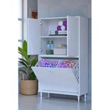 Eliusta Miretta Üst Bölme Kapaklı Altı Kirli Sepetli Dolap 85 Cm Genişlik Beyaz 85X138x32,5 Cm Dolap