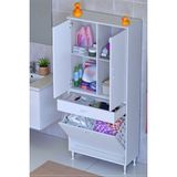 Eliusta Modern Tasarımlı Banyo Dolabı Suntalam Malzemeden 85 cm Genişlikte 2 Kapaklı Sepetli Dolap - Beyaz