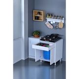 Eliusta Mono Duvara Monte 60 cm Baharat Raflı Ocak Altı Dolap 60X88X48 cm Tüp Bölmeli Mutfak Ünitesi - Beyaz
