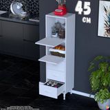 Eliusta More 45 cm Çok Amaçlı Organizer Mutfak Kiler Banyo 2 Kapaklı 3 Çekmeceli Mutfak Dolabı 45X150X32 cm - Beyaz